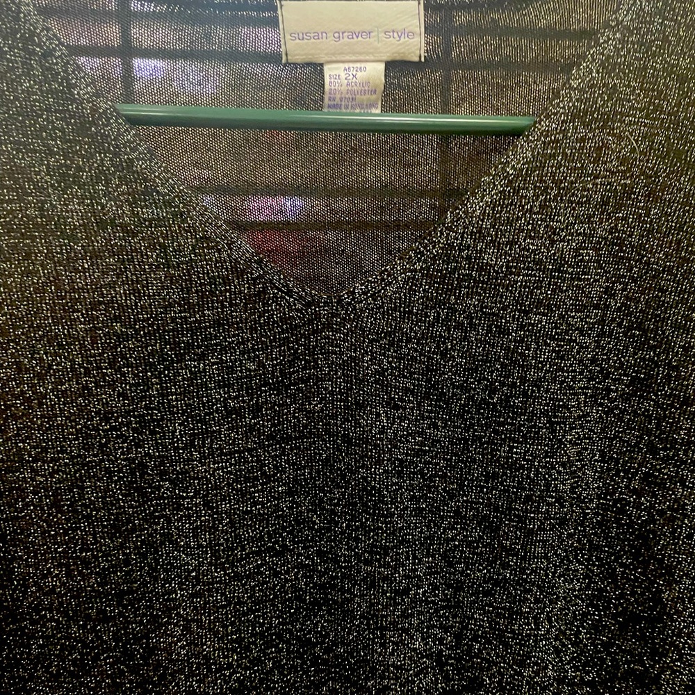 Susan Graver Sweaters Two glittery 2x black and brown